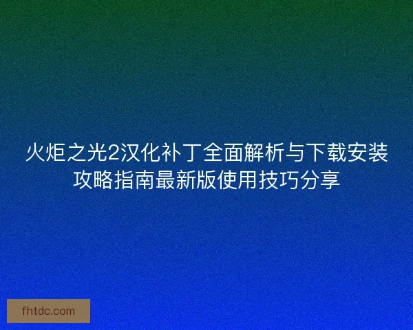 火炬之光2汉化补丁全面解析与下载安装攻略指南最新版使用技巧分享