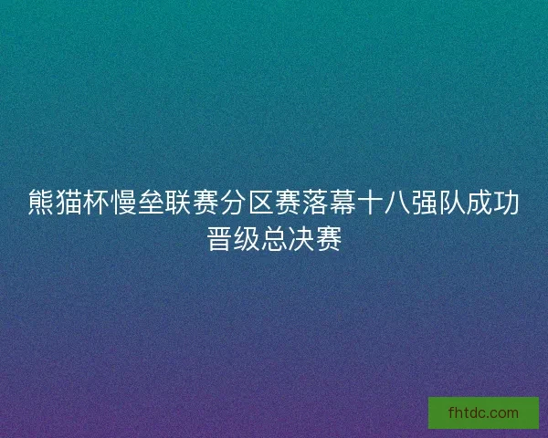 熊猫杯慢垒联赛分区赛落幕十八强队成功晋级总决赛